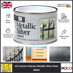 151 Coatings Silver Metallic Paint For Exterior Interior Wood Metal 180ml