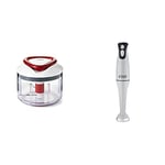Zyliss E910015 Easy Pull Food Processor | 75cl Capacity | Plastic/Stainless Steel & Russell Hobbs 22241 Food Collection Hand Blender, 200 W - White
