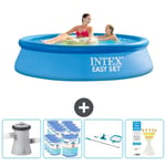 Intex Pyöreä puhallettava Easy Set uima-allas - 244 x 61 cm - Sininen - Sisältää pumpun Suodattimet - Puhdistussarja - Testiliuskat Tarvikkeet Mukaan