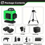 Niveau Laser Professionnel 16 Lignes 360° Auto-Nivellement, Faisceau Vert 4D Puissant, Compact et Multifonction pour Construction, Carrelage et Accrochage de Photos, Sans Fil avec 2 Piles