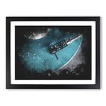 The Record Player Needle Paint Splash Modern Art Framed Wall Art Print, Ready to Hang Picture for Living Room Bedroom Home Office Décor, Black A4 (34 x 25 cm)