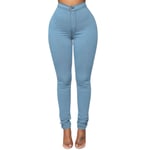 High Waist Kvinnor Tight Slim Candy-colored Pants Light Blue 3xl