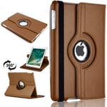 360 Rotate Case For Apple iPad Air (2013) 1st Generation 9.7 inch A1474 A1475 A1476 Leather Stand Folio Cover (Brown)