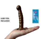 Anal Dildo 6.5 Inch Prostate Stimulation Ribbed Dildo with Suction Base Gold