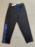 Adidas Tracksuit Bottoms Track Pants Joggers Size S Black Blue Brand New RRP £50
