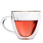 1pc Coffee Mugs, Heart Shaped Double Walled Insulated Glass Coffee Mugs or Tea Cups, Clear with Handle