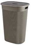 Keter Curver Filo Laundry Basket for Bathroom, Cappuccino, Capacity of 55 Litres, 70% Recycled, 45 x 35 x 61H