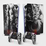 Sticker Autocollant Pour La Console Ps5, Accessoire Pour La Ps5 Jeux Vidéo, Covering Décoration Manga Pour La Console Ps5 (Dragon, Standard Digitale + 2 Manettes)[Yin4184239]