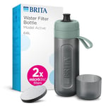 BRITA Sports Water Filter Bottle Model Active Dark Green (600ml) - squeezable BPA-free on-the-go bottle, filters chlorine, organic impurities, hormones & pesticides and preserves key minerals
