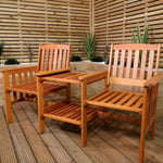 2 Person Wooden Garden Bench Love Seat & Table Garden Furniture