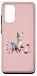 Galaxy S20 Pink Cute Alpaca with Floral Crown and Colorful Ball Case