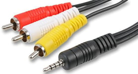 3m 3.5mm JACK to 3 x RCA PHONO Audio Video AV OUT Camera / Camcorder Cable