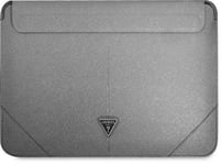 Saffiano Triangle Metal Logo Computer Sleeve 13/ 14" Silver