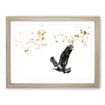 Bald Eagle In Flight In Abstract Modern Art Framed Wall Art Print, Ready to Hang Picture for Living Room Bedroom Home Office Décor, Oak A3 (46 x 34 cm)