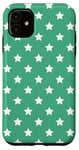 Coque pour iPhone 11 Vert et blanc, étoiles