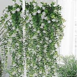 Artificiella Artificiella Hängande Blommor Artificiella Blomrankor Chlorophytum Plast Artificiella Blommor Utomhusblommor FLYE241213 Vit