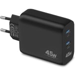 45W 2-Port Chargeur Rapide USB C Samsung Galaxy S25/S24/S23/S22/S21 Ultra FE 5G, A55 A54 A53 A52 A25 A15, Note 20/10/9/8, Tablets Tab S8 S7, Alimentation Prise USB C, Adaptateur Secteur