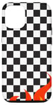 iPhone 13 Pro Black and White Checkered Checkerboard Pattern with Flam Case