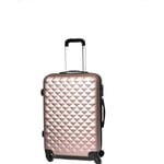 CELIMS - Resväska Mellanstorlek 65cm | Weekendväska | ABS | 4 hjul 360° | Integrerat lås | Roséguld Rosa
