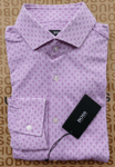 New Hugo BOSS mens pink slim long sleeve casual geometric suit jean shirt LARGE