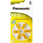 Panasonic hörapparatsbatterier storlek PR10 6st batterier i en karta.