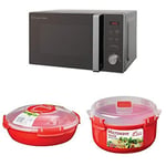 Russell Hobbs RHM2076S Digital Microwave and 2-Piece Sistema Microwave Cooking Set