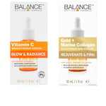 Balance Gold + Marine Collagen & Vitamin C Brightening Serum 30 ml Bundle