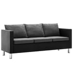 vidaXL 3-personers sofa kunstlæder sort og lysegrå