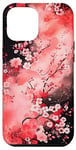 Coque pour iPhone 12 Pro Max Art Japonais Rose Magenta Rouge Fleurs De Cerisier Nature Art