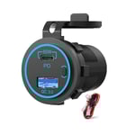 65w Pd 12v Usb-uttag för bärbar dator Usb C-billaddare Uttag med flera portar Vattentät adapter för