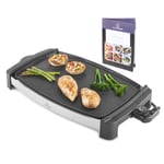 Electric Griddle Non-Stick Teppanyaki Grill Pan | Large Table-top Breakfast Cooking Plate | 54x32cm | Easy Clean | Fat Drip Tray | Adjustable Temperature | Indoor Portable BBQ Barbecue by MisterChef®