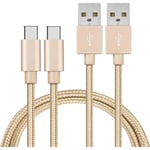 Cable USB-C pour Oppo Find X2 Lite / Find X2 Neo / Find X2 Pro - USB-C Nylon Tressé Or 1 Mètre [LOT 2] Phonillico®
