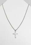 Urban Classics Shirt Diamond Cross Necklace Silver