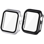KADES 2pack Case Compatible for Apple Watch Series 3, Series 2, Series 1 42mm, Protective Bumper Cover with Screen Protector for iwatch 42mm Smartwatch Accessories (Black and Silver)