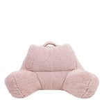 icon Teddy Bear Cuddle Cushion, Dusky Pink, Extra Large Fluffy Sherpa Fleece Bean Filled Back Support Reading Pillow for Bed