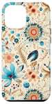 Coque pour iPhone 13 Pro Max Boho Modèle Sans Couture Fleurs Floral Botanique