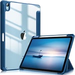 FINTIE Coque pour iPad Air 11 Pouces 2024 M2 / iPad Air 5 2022 / iPad Air 4 2020 10.9" - [Rangement de Stylet] Housse Transparente Claire Etui Antichoc Veille/Réveil Auto, Bleu Baltique