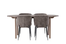 Venture Design Andy & Modesto matgrupp Mörkgrå/natur 4 stolar & bord 180 x 90 cm