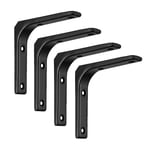 Kraftig hyllkonsol L-formad - 4 st stål möbelväggfäste för DIY heminredning Black 100x100mm