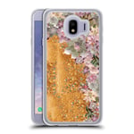 Head Case Designs Official Monika Strigel Succulent Rose My Garden Gold Clear Hybrid Liquid Glitter Compatible for Samsung Galaxy J4 (2018)