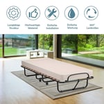 Bärbar gästsäng på hjul med memory foam madrass 80 x 190 x 33 cm ljus beige tillverkad i Italien Ursprung: Italien