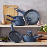 Cermalon® 5-Piece Blue Pan Set with Grey Sparkling Non-Stick Coating- UK Stock