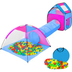 TECTAKE Tente de jeux enfants Avec tunnels, Igloo, 200 balles et toit amovible - bleu