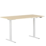 Höj och sänkbart skrivbord, 2-motorigt, vitt stativ, björk bordsskiva 180x80cm