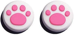 Silicone Analog Thumb Stick Cap Cover Grip Thumbsticks Joystick For Nintendo Switch NX NS Joy-Con Controller （2 PCS White-Pink Cute Cat Paw Claw）
