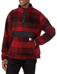 Carhartt Men's Relaxed Fit Fleece Pullover Sweater sweater, OXBLOOD PLAID,