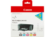 Canon PGI-72 MBK/C/M/Y/R Multipack - 5-pack - gul, cyan, magenta, röd, mattsvart - original - bläcktank