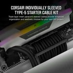 Corsair Premium Individually Sleeved PSU Cables Starter Kit, Type 5, Gen 5 -virtalähteen kaapelisetti, musta