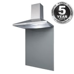SIA 60cm Stainless Steel Chimney Cooker Hood & Grey Toughened Glass Splashback