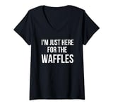 Womens I'm just here for the waffles funny breakfast fan joke V-Neck T-Shirt